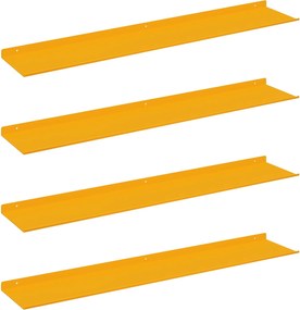 vidaXL Πλωτό ράφι 4 pcs Χαμομηλί κίτρινο 100 x 18 x 2,5 εκ Ατσάλι