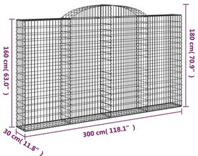 vidaXL Συρματοκιβώτια Τοξωτά 4 τεμ. 300x30x160/180 εκ. Γαλβαν. Ατσάλι