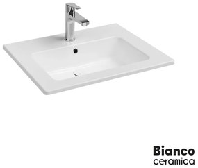 Νιπτήρας Πορσελάνης Flat 62,5x46,5 (1 οπή) Bianco Ceramica White 36060-300