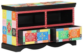 vidaXL Ντουλάπι TV Πολύχρωμο 80 x 35 x 50 εκ Στερεό ξύλο μάνγκο