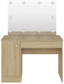 vidaXL Έπιπλο Μακιγιάζ με Φωτισμό LED Δρυς 110 x 55 x 145 εκ. από MDF