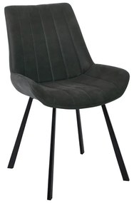 MATT Καρέκλα Tραπεζαρίας Μέταλλο Βαφή Μαύρο, Ύφασμα Suede Ανθρακί -  55x61x88cm