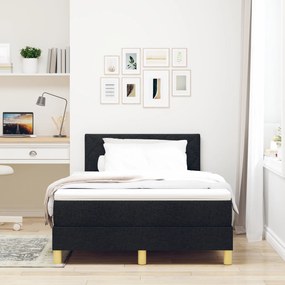 vidaXL Κρεβάτι Box Spring με Στρώμα & LED Μαύρο 120x200 εκ Υφασμάτινο