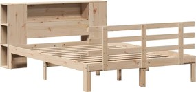 vidaXL Κρεβάτι Βιβλιοθήκη Χωρίς Στρώμα 140x200 εκ Μασίφ Ξύλο Πεύκο