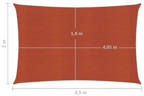 Πανί Σκίασης Τερακότα 2 x 4,5 μ. από HDPE 160 γρ./μ² - Καφέ