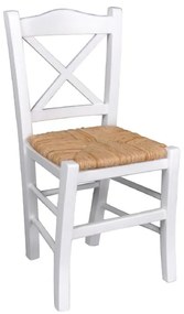 Ρ967,Ε8 METRO Καρέκλα Οξιά Βαφή Εμποτισμού Λάκα Άσπρο, Κάθισμα Ψάθα  43x47x88cm Ξύλο/Ψάθα, , 1 Τεμάχιο