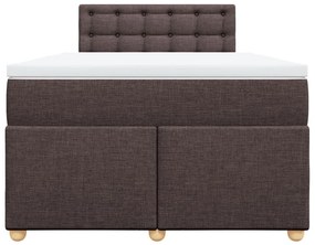 vidaXL Κρεβάτι Boxspring με Στρώμα Σκούρο Καφέ 120x190 εκ Υφασμάτινο