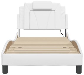 vidaXL Πλαίσιο Κρεβατιού με LED Λευκό 90 x 200 εκ. Συνθετικό Δέρμα