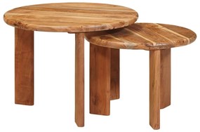 vidaXL Τραπεζάκια Καφέ Στερεών 2 pcs Καφέ Στερεό Ξύλο Ακακίας