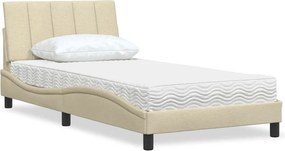vidaXL Κρεβάτι με Στρώμα Hanko Κρεμ 100 x 200 εκ. Υφασμάτινο