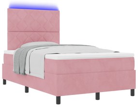 vidaXL πως  Κρεβάτι με ελατήριο και στρώμα & LED Ροζ 120x200 εκ Βελούδο