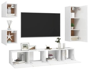 vidaXL Έπιπλα Τηλεόρασης Σετ 5 Τεμαχίων Λευκό από Επεξ. Ξύλο