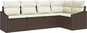 vidaXL Σετ Καναπέ με μαξιλάρι 5 pcs Καφέ συνθετικό ρατάν