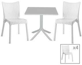 Τραπεζαρία κήπου Groovy-Confident pakoworld σετ 5τεμ PP λευκό 80x80x74,5εκ. - 253-000111 - 253-000111