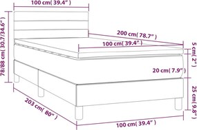 vidaXL Κρεβάτι Boxspring με Στρώμα Κρεμ 100 x 200 εκ. Υφασμάτινο