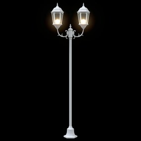 vidaXL Φωτιστικό Κήπου Πόλου 2-Lamp E27 Λευκό 220 εκ Αλουμίνιο