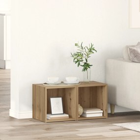 vidaXL Ντουλάπι TV 2 pcs Καφέ 37 x 35 x 37 εκ Επεξεργασμένο ξύλο