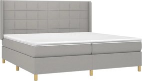vidaXL Κρεβάτι Boxspring με Στρώμα &amp; LED Αν.Γκρι 200x200εκ. Υφασμάτινο