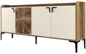 Μπουφές Venedik 845HCT5312 180x35x78cm Walnut-Cream Μοριοσανίδα, Μελαμίνη