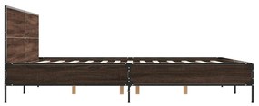 Πλαίσιο Κρεβατιού Καφέ Δρυς 180x200 εκ. Επεξ. Ξύλο &amp; Μέταλλο - Καφέ