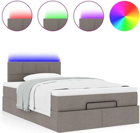 vidaXL Οθωμανικό κρεβάτι με στρώμα &amp; LEDs Taupe 120x190cm ύφασμα