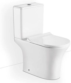 Bianco Ceramica Aida 65 Rimless Λεκάνη Δαπέδου Χαμηλής Πίεσης Λευκή Με Slim Soft Close Κάλυμα