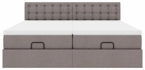 vidaXL Οθωμανικό κρεβάτι με στρώματα & LEDs Taupe 200x200cm ύφασμα