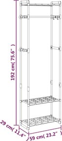 vidaXL Κρεμάστρα Ρούχων με 3 Επίπεδα Ασημί 59x29x192 εκ. Αλουμίνιο