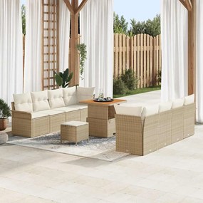 vidaXL Σετ Καναπέ Κήπου Ρυθμιζόμενο ύψος 11 pcs Μπεζ συνθετικό ρατάν