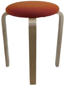 Σκαμπό ArteLibre MILOA Πορτοκαλί/Φυσικό Ύφασμα/Ξύλο 42x42x45cm