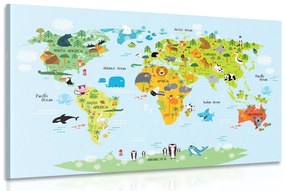 Εικονογραφήστε τον παγκόσμιο χάρτη των παιδιών με τα ζώα - 90x60