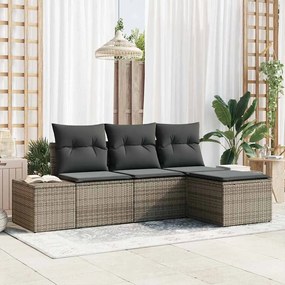vidaXL Σετ Καναπέ Κήπου 4 pcs Γκρι Πολυ rattan, βαμμένο ατσάλι