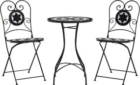 vidaXL Σετ Bistro «Μωσαϊκό» Μαύρο/Λευκό Σίδηρος και Κεραμικό