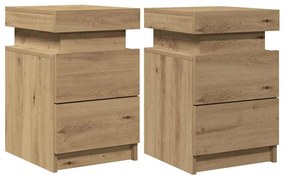 vidaXL Κομοδίνα 2 τεμ. Αρτισιανή Δρυς 35x39x55 εκ. από Επεξεργ. Ξύλο