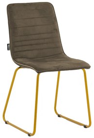 Καρέκλα Amalia pakoworld βελούδο καφέ-χρυσό πόδι Model: 029-000133