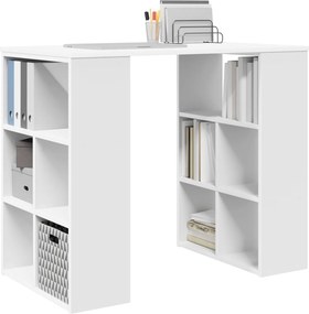 vidaXL Γραφείο με ράφι Λευκό 90 x 50 x 75 εκ. Επεξεργασμένο ξύλο