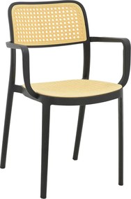 Πολυθρόνα Westley pakoworld pp φυσικό-μαύρο 58x47x81εκ