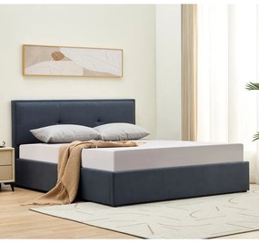 WALTER Κρεβάτι Διπλό με Χώρο Αποθήκευσης, για Στρώμα 150x200cm, Ύφασμα Σκούρο Γκρι 160x221x100cm