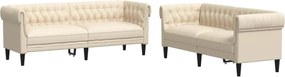vidaXL Σετ Σαλονιού 2 Τεμαχίων Κρεμ Υφασμάτινο