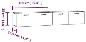 Ντουλάπια Τοίχου 2 Τεμ. Λευκά 100x36,5x35εκ. Επεξεργασμένο Ξύλο - Λευκό