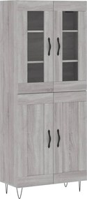 vidaXL Ντουλάπι Γκρι Sonoma 69,5 x 34 x 180 εκ. Επεξεργασμένο Ξύλο