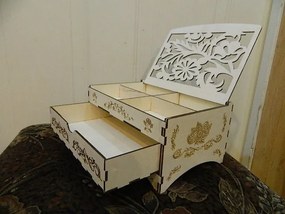 Intra απο ξύλο plywood 3mm-4mm πάχος - Διακοσμητικό Ξύλινο Κουτί κοσμήματος με Συρτάρι Δίασταση 30x30 cm Intraeaxys-eoxldm4o