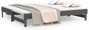 vidaXL Καναπές Κρεβάτι Συρόμενος Γκρι 2x(80x200) εκ. Μασίφ Ξύλο Πεύκου