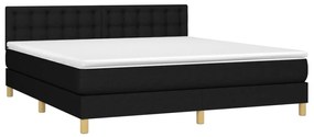 vidaXL Κρεβάτι Boxspring με Στρώμα &amp; LED Μαύρο 180x200 εκ. Υφασμάτινο