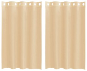 vidaXL Voile κουρτίνες με ροδέλες 2 τεμάχια Χρώμα Άμμου