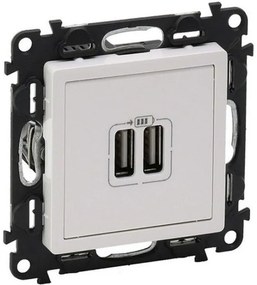 Πρίζα Φόρτισης USB Διπλή σε 3 χρώματα Valena Life Legrand-753112-Λευκό 753112