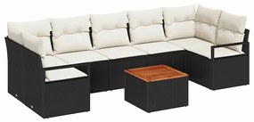 vidaXL Σετ Καναπέ Κήπου με μαξιλάρι 8 pcs Μαύρο Πολυ ράταν