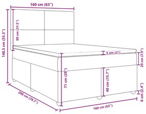 Κρεβάτι Boxspring με Στρώμα Taupe 160x200 εκ. Υφασμάτινο - Μπεζ-Γκρι