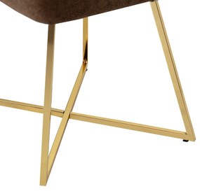 Καρέκλα Elsie pakoworld βελούδο καφέ antique-χρυσό gloss πόδι - Βελούδο - 190-000021