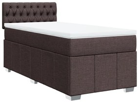 Κρεβάτι Boxspring με Στρώμα Σκούρο Καφέ 90x190 εκ. Υφασμάτινο - Καφέ